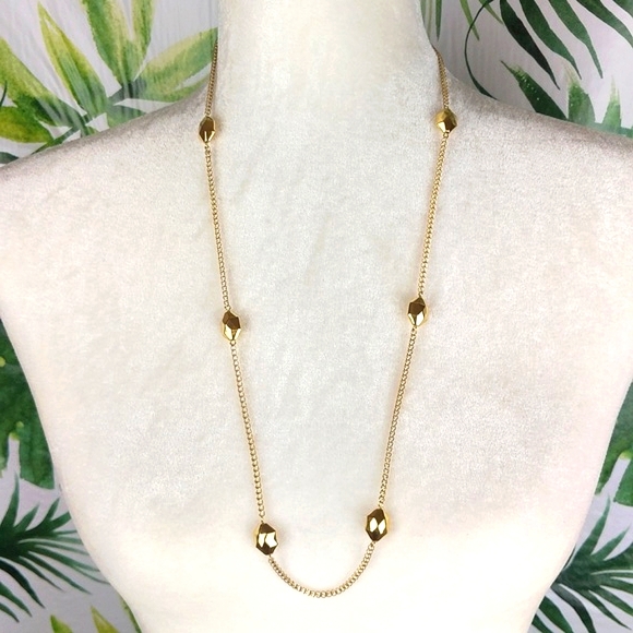 Gold Beaded Matinee Necklace - Picture 2 of 6